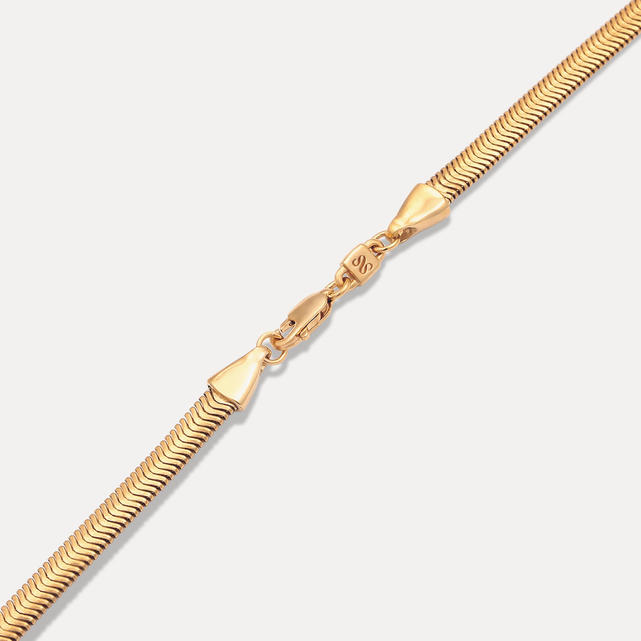 Stilnest Herringbone Kette Halskette Gold 24k 45cm