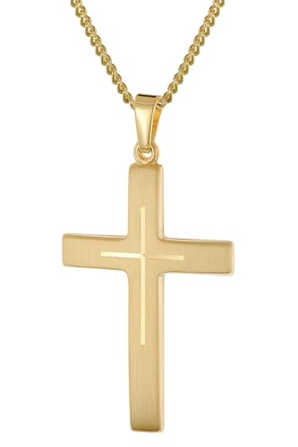 trendor Halsketten Kreuz-Anhänger Halskette Gold 333 60cm