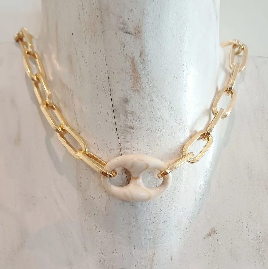 Alevá Bijoux Veronica Halskette Gold Elfenbein Knoten