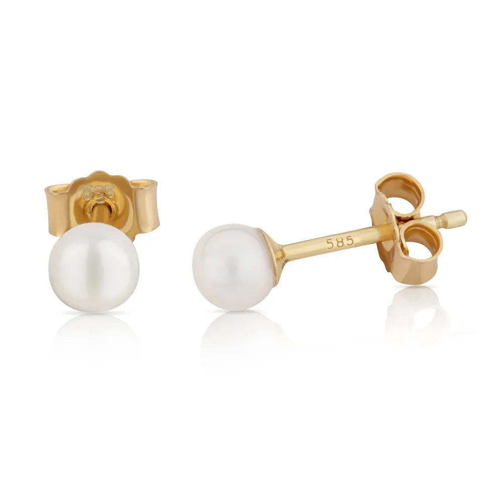 NKlaus Jewellery Ohrstecker Gelbgold 585 Perle 4mm Paar