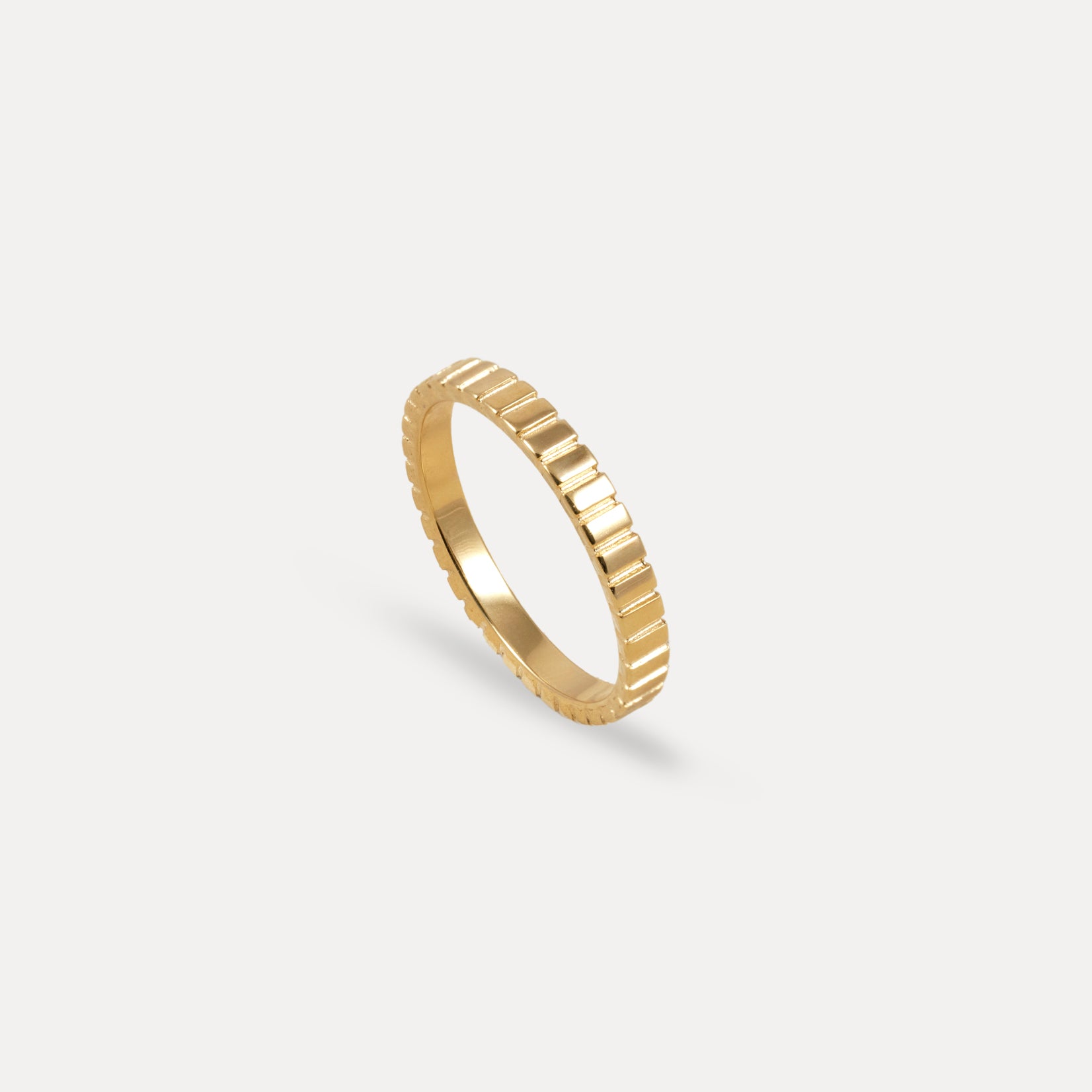 Stilnest Ridged Ring 24k Gold Vermeil 3 mm Stapelring