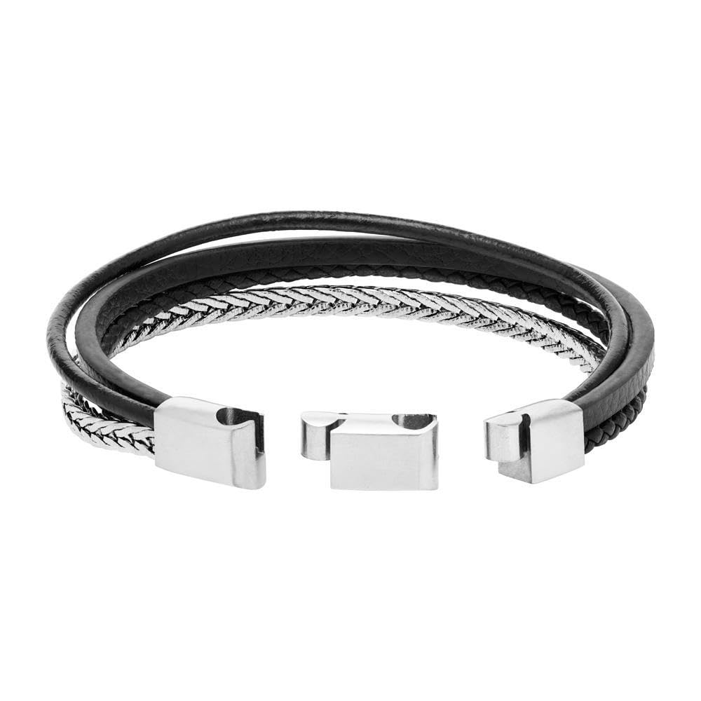 JEWLIX ID-Armband Kunstleder Edelstahl schwarz