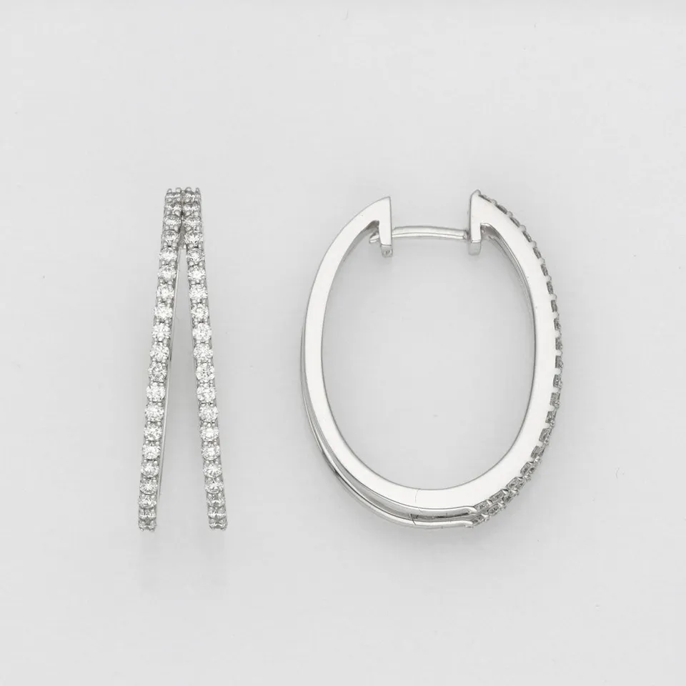 Eugen Rühle Ohrschmuck Scharnier-Creolen Diamant 0,60ct Weissgold