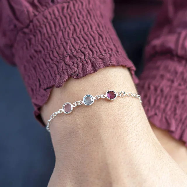 Joy by Corrine Smith Family Birthstone Link Armband Silber