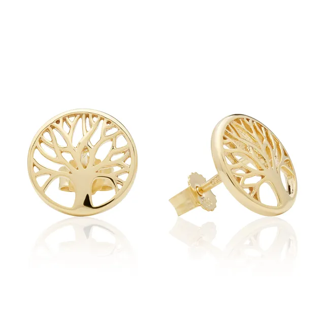 NKlaus JEWELLERY Baum des Lebens Ohrstecker Gelbgold 333 10,6 mm