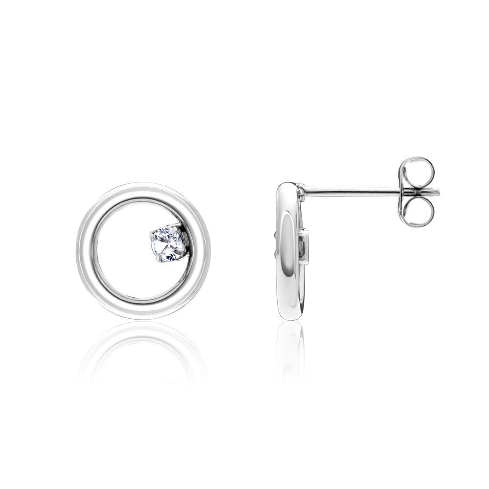 JEWLIX Ohrstecker Kreise Zirkonia Ohrringe Edelstahl Silber