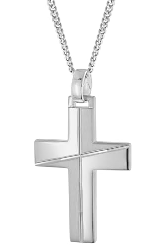 trendor 28408 Kreuz Halskette Herren Silber 60 cm rhodiniert