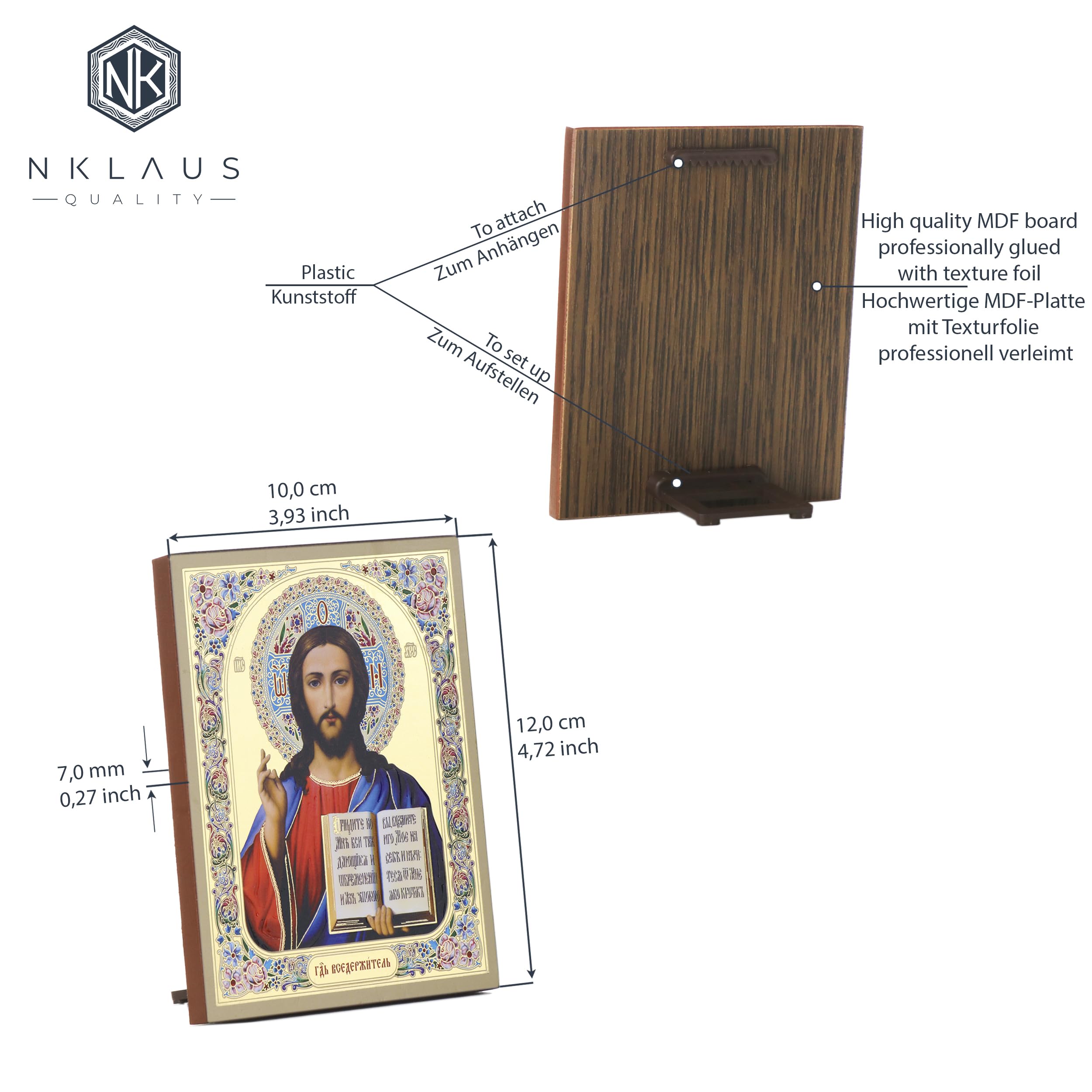NKlaus Ikone Jesus Christus Holz 10x12 cm christlich