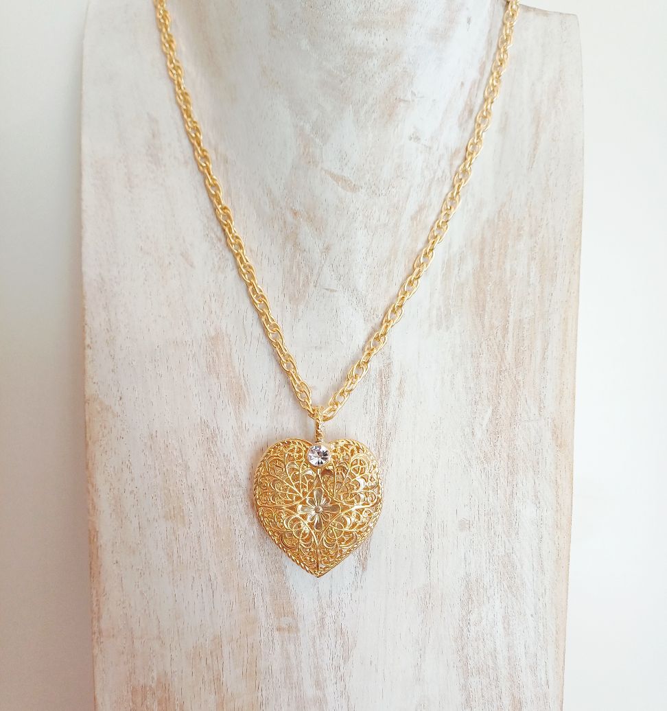 Alevá Bijoux Cuori Cupido Anhänger Gold 18K Zirkon 3,5 cm