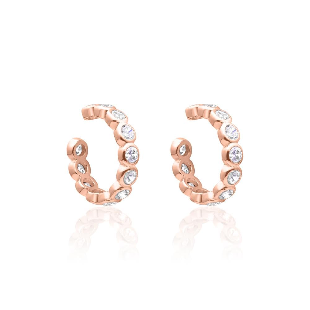JEWLIX Ohrstecker Ear Cuffs Zirkonia Rosé 925 Silber Paar