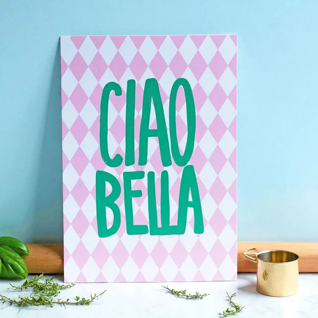 Joy by Corrine Smith Ciao Bella Italian Pink A5 Print Poster