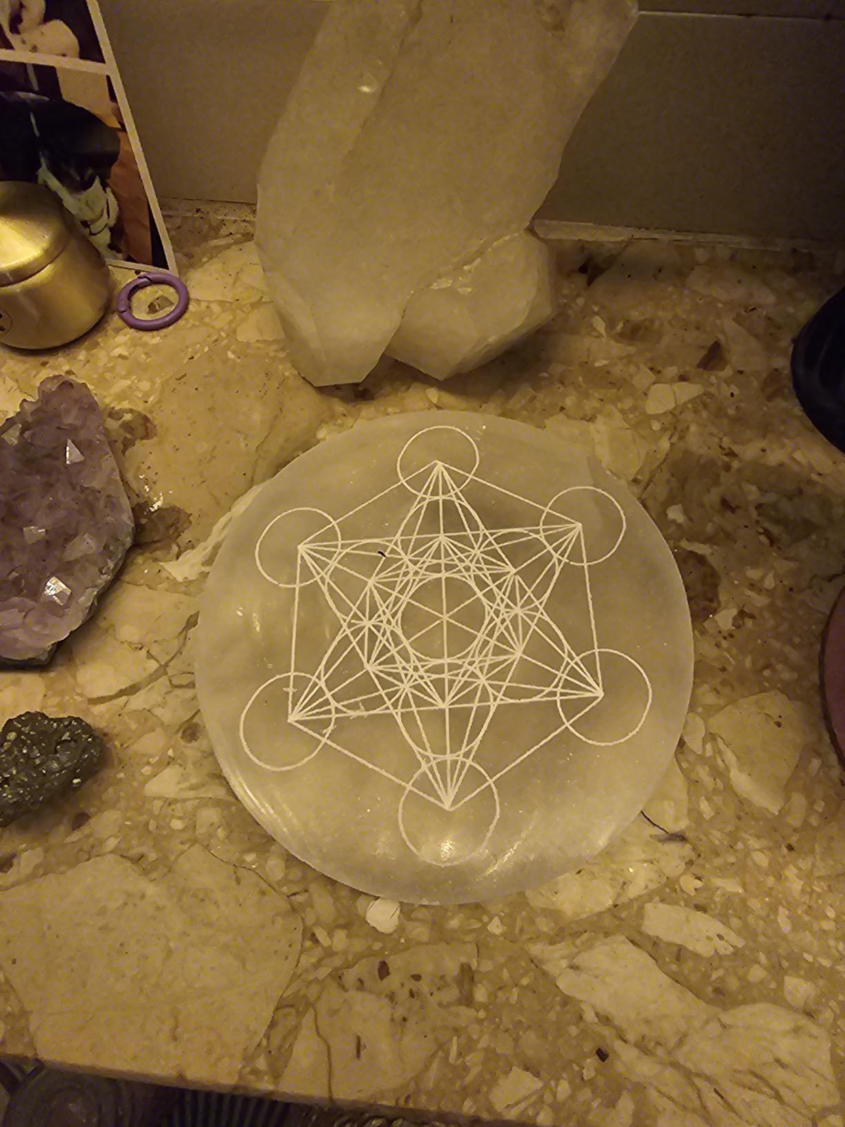 NKlaus Healing Crystals Selenit Ladeplatte Metatron 12cm