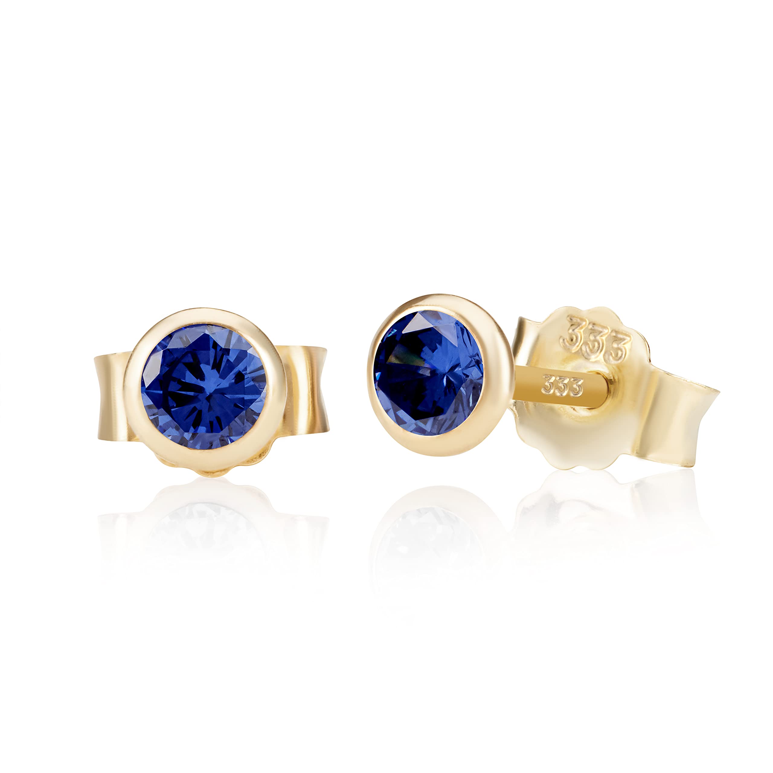 NKlaus Zirkonia Ohrstecker 333 Gelbgold 4mm blau