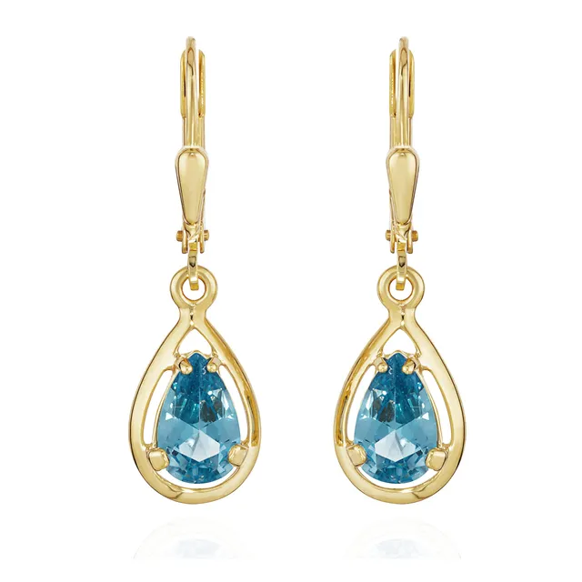 NKlaus JEWELLERY Brisur Ohrhänger Aquamarin Gold 14x8mm Paar