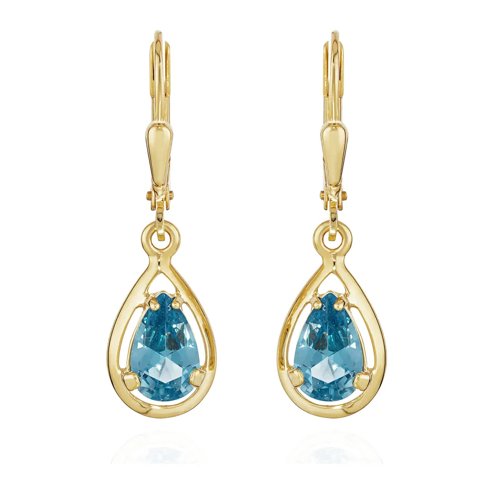 NKlaus JEWELLERY Brisur Ohrhänger Aquamarin Gold 14x8mm Paar