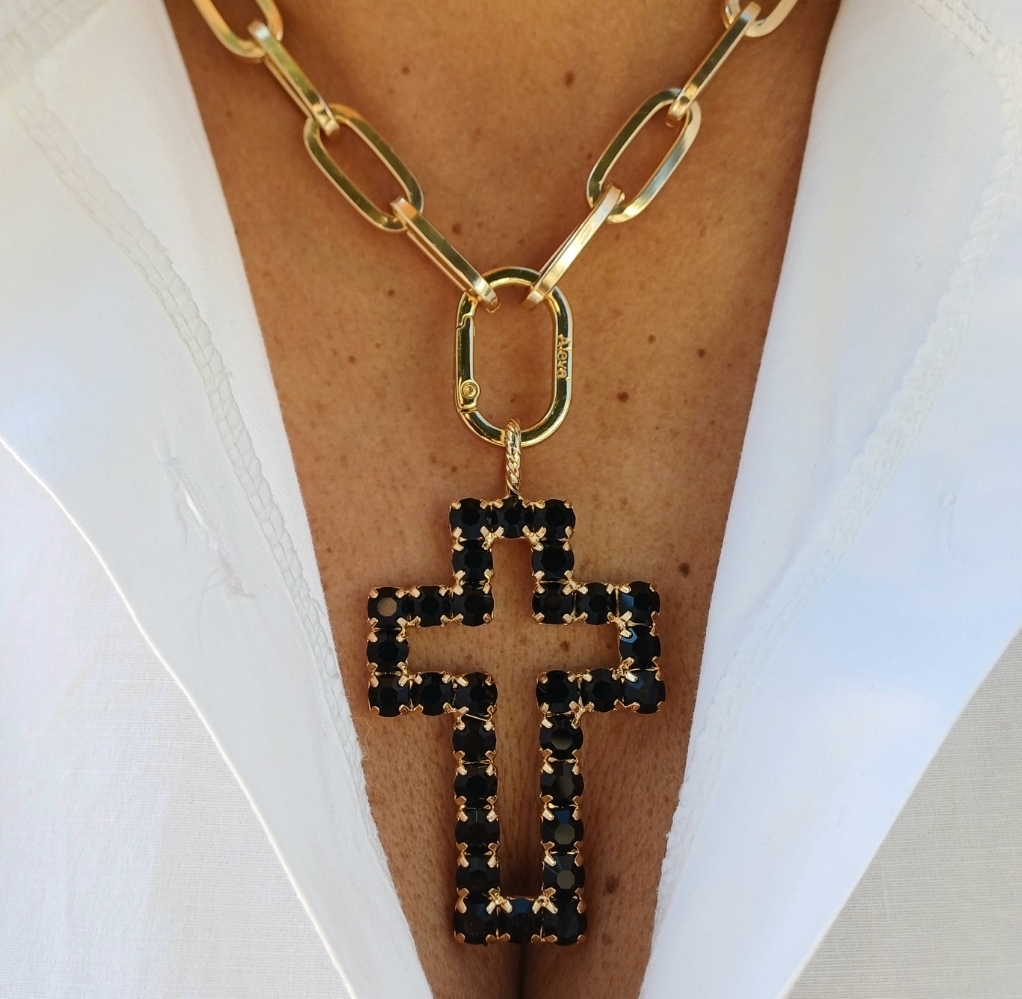 Alevá Bijoux Croci Alba Kreuz Anhänger Gold 6,2 cm