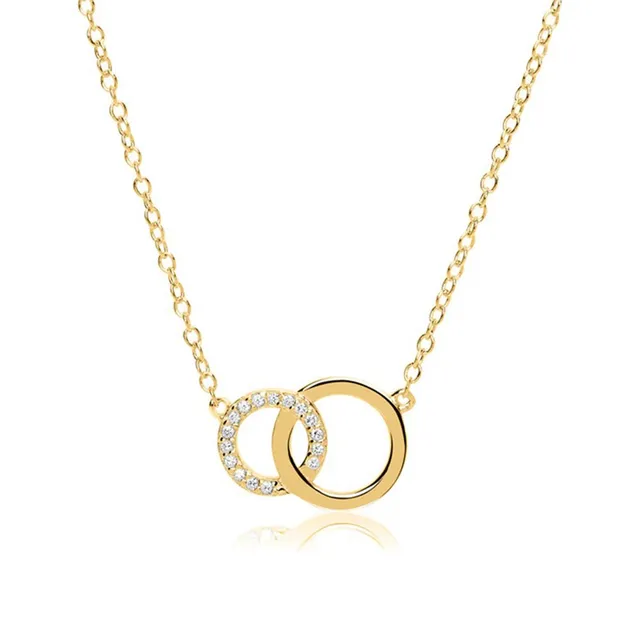JEWLIX Kreise Kette 925er Silber Zirkonia Gold Damenhalskette