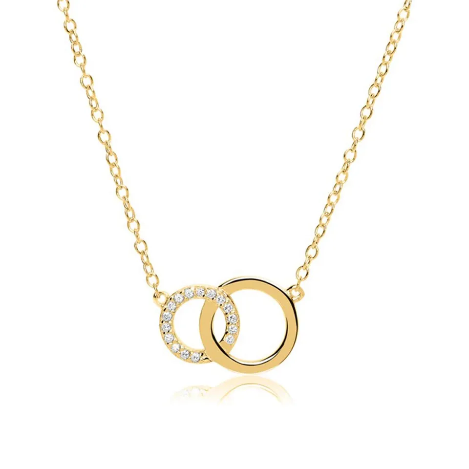 JEWLIX Kreise Kette 925er Silber Zirkonia Gold Damenhalskette