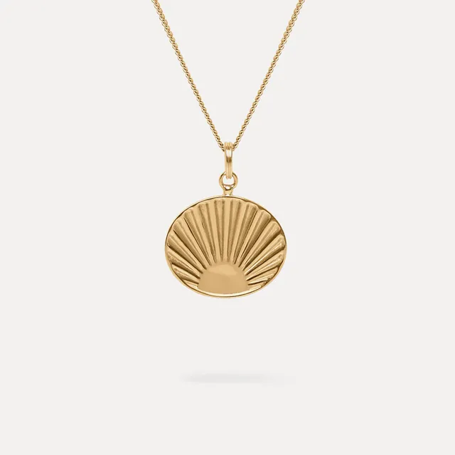 Stilnest Solar Halskette Panzerkette 24k Gold Vermeil 45cm Sonne