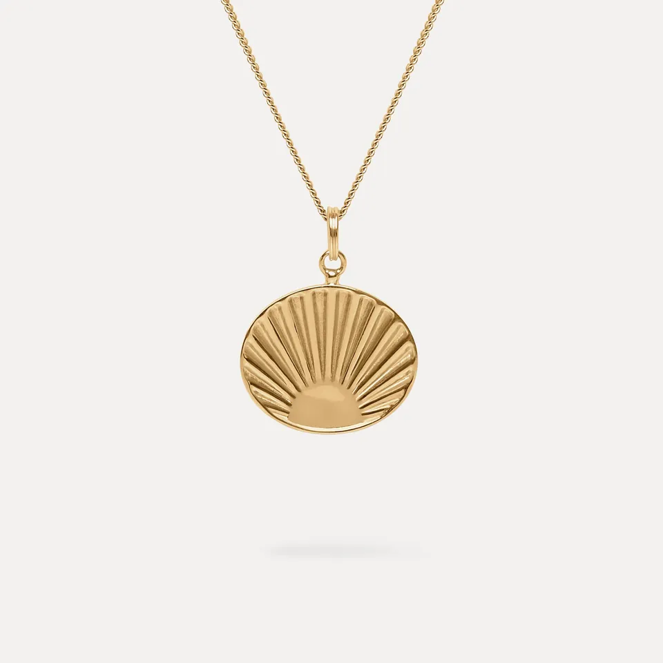 Stilnest Solar Halskette Panzerkette 24k Gold Vermeil 45cm Sonne