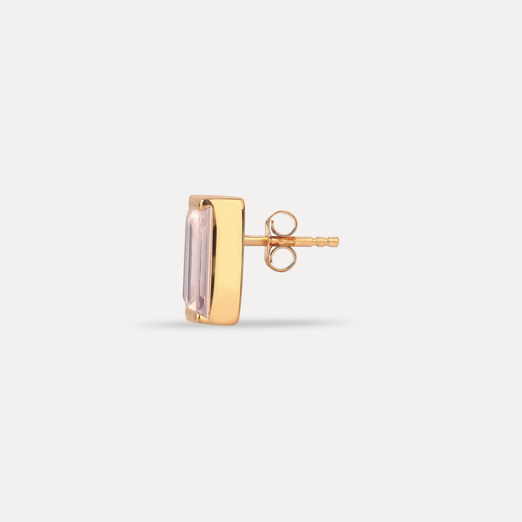 Stilnest Balance Baguette Ohrstecker Rosenquarz Gold Single