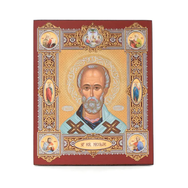 NKlaus Nikolaus Wundertäter Holz-Ikone 10x12cm orthodox