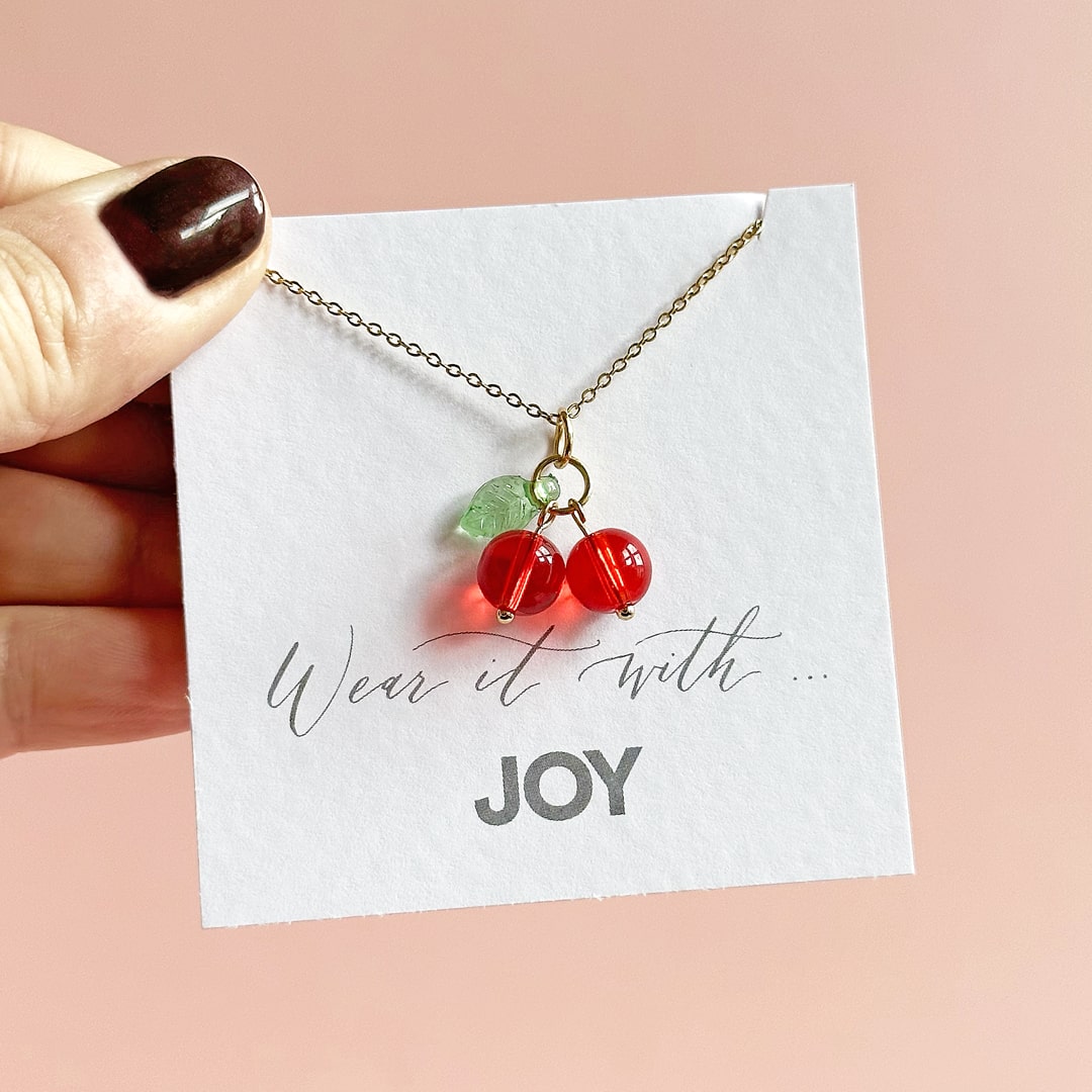 Joy by Corrine Smith Cherry Halskette Glas Gold 40-45 cm