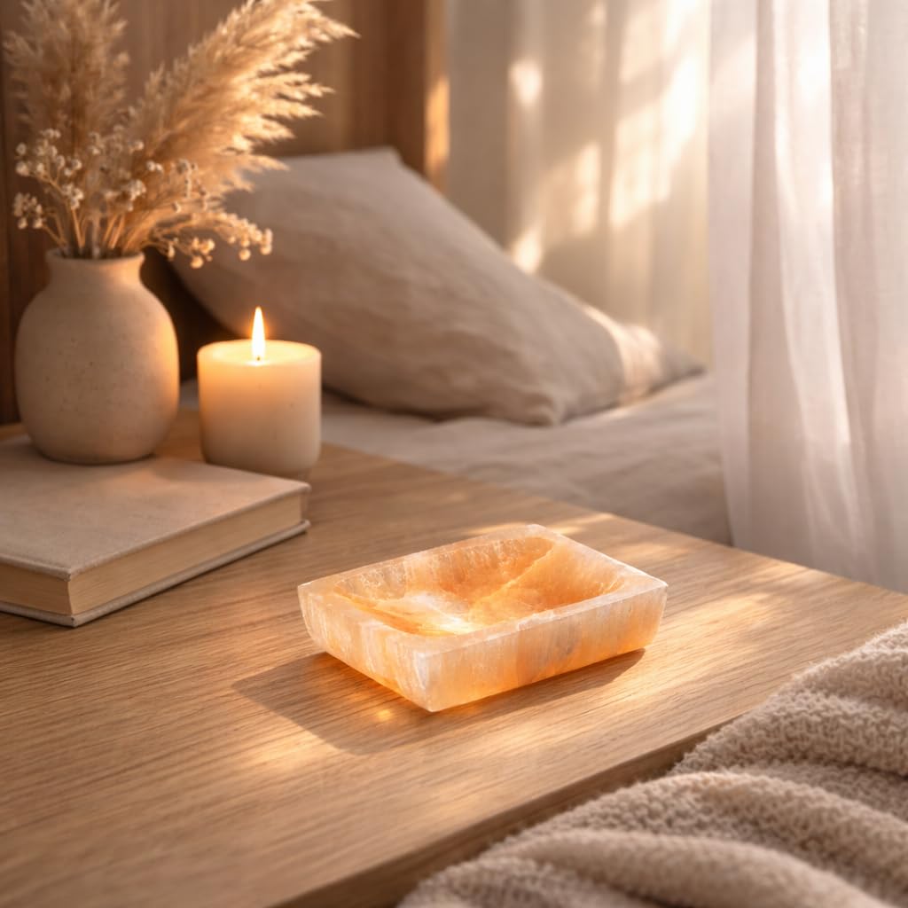 NKlaus Healing Crystals Orange Selenit Schale 12cm rechteckig