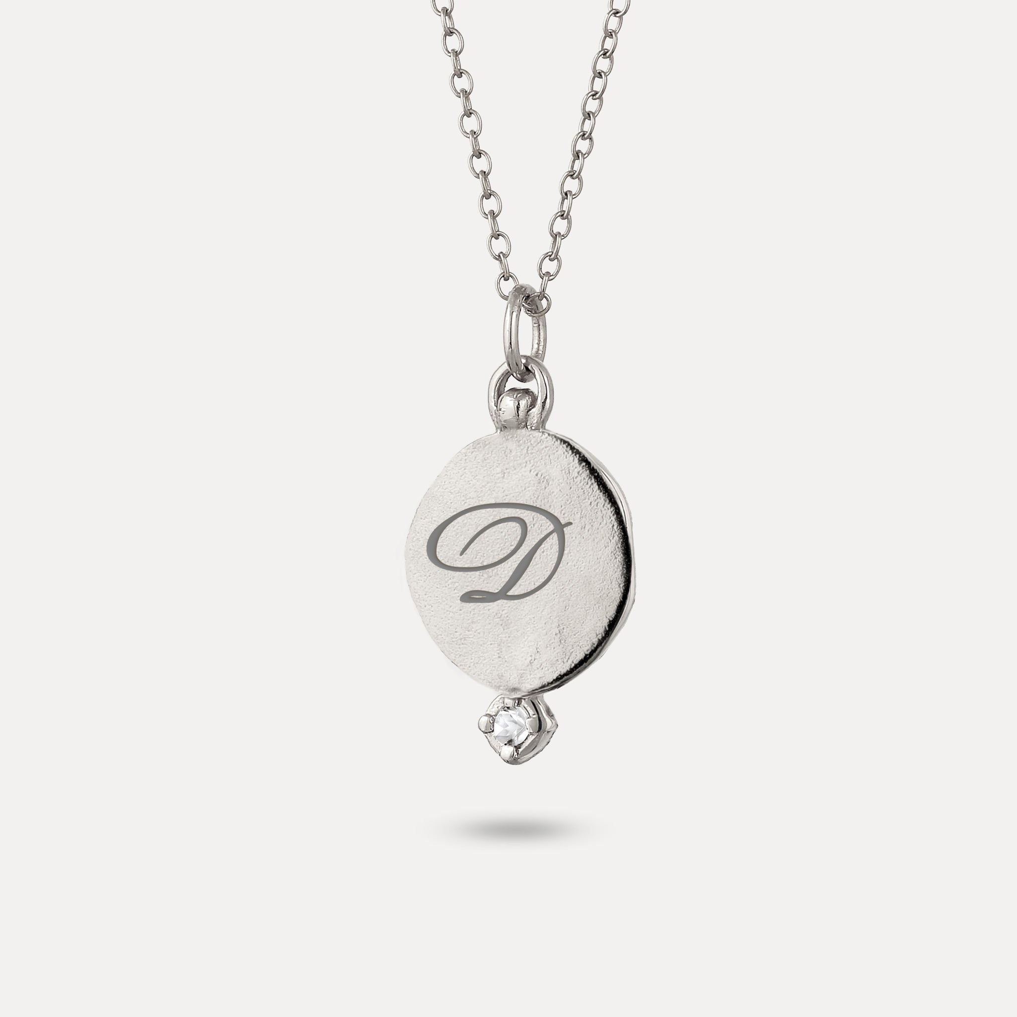 Stilnest Fluid Medallion Anhänger Weißer Saphir Gold