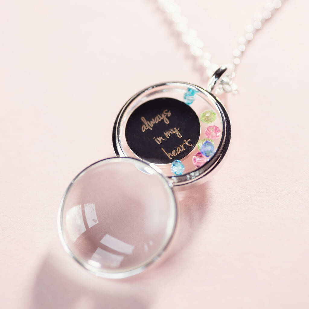 Joy by Corrine Smith Family Birthstone Locket Halskette Silber