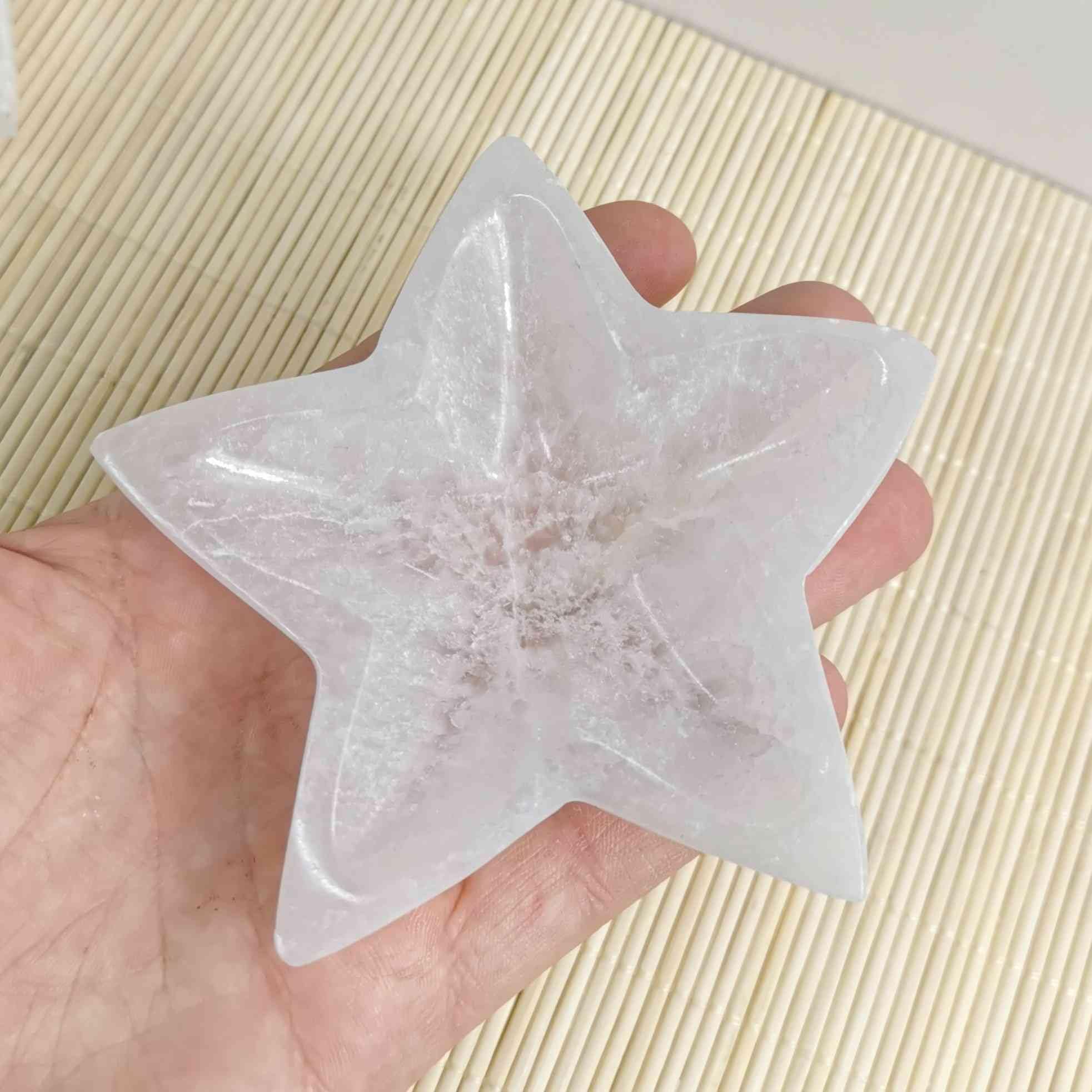 NKlaus Healing Crystals Selenit Sternschale 9 cm Handarbeit