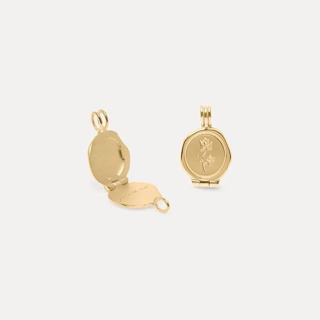 Stilnest Floral Seal Medaillon Anhänger 585 Gold Blume