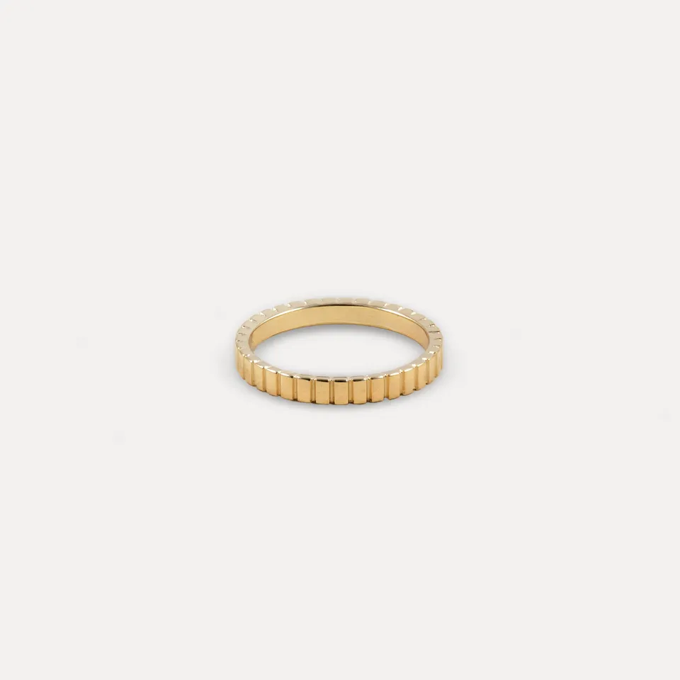 Stilnest Ridged Ring 24k Gold Vermeil 3 mm Stapelring