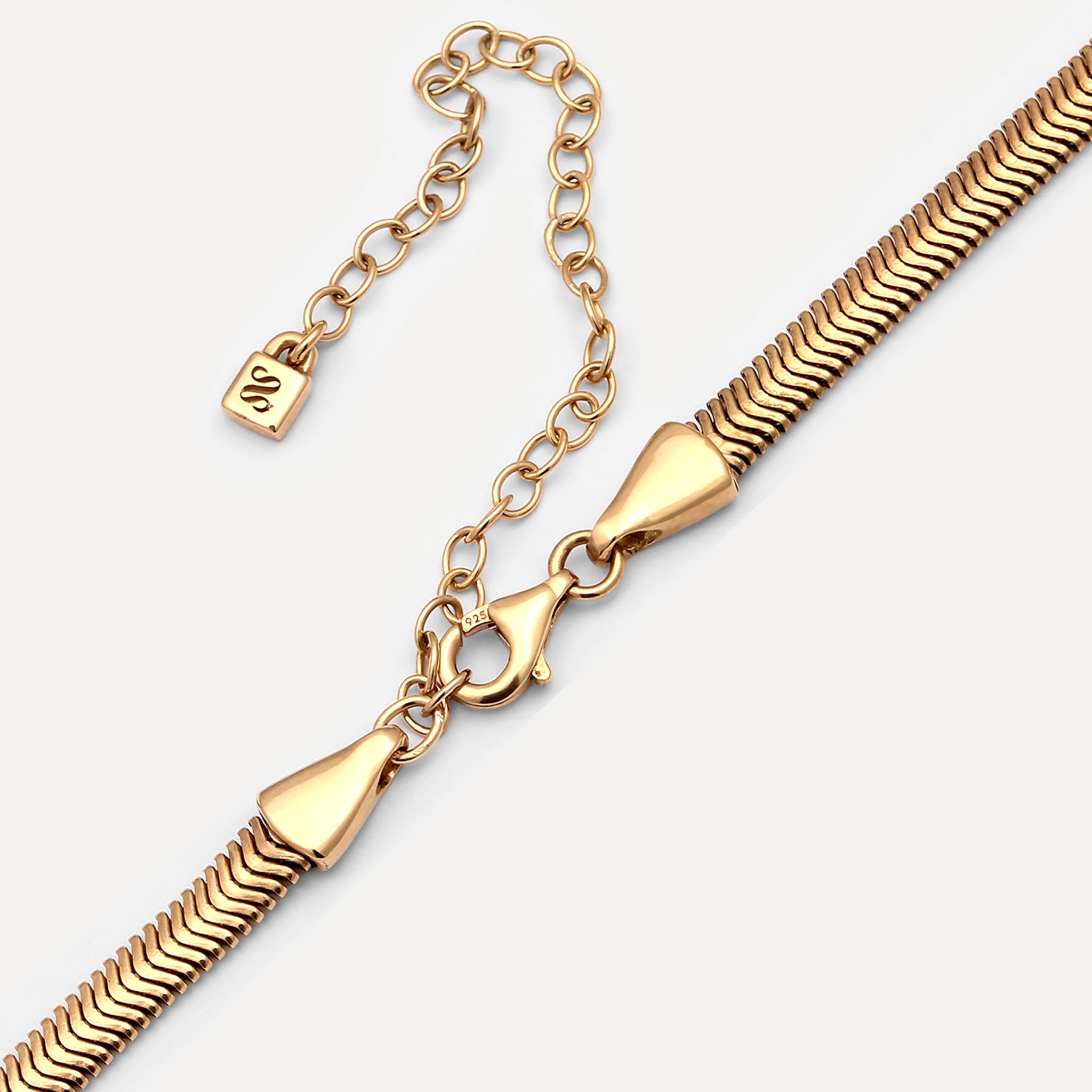 Stilnest Herringbone Chain Choker Kette Gold Vermeil 40cm