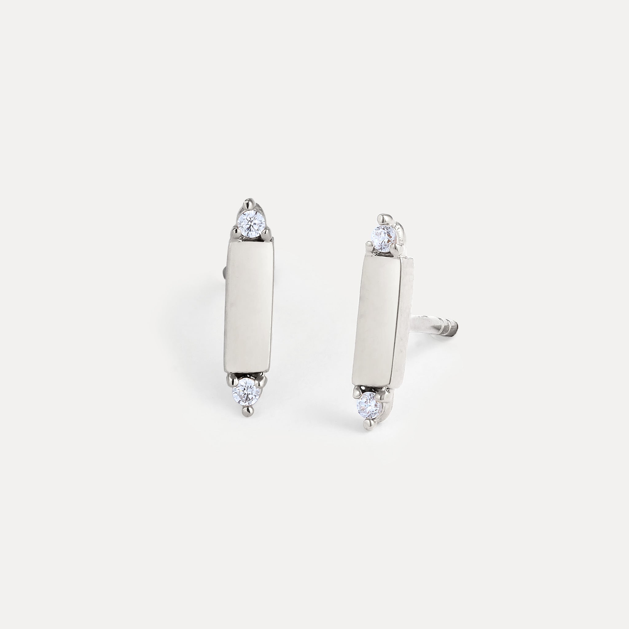 Stilnest Saphir Brick Tag Ohrstecker Ohrringe Gold Vermeil