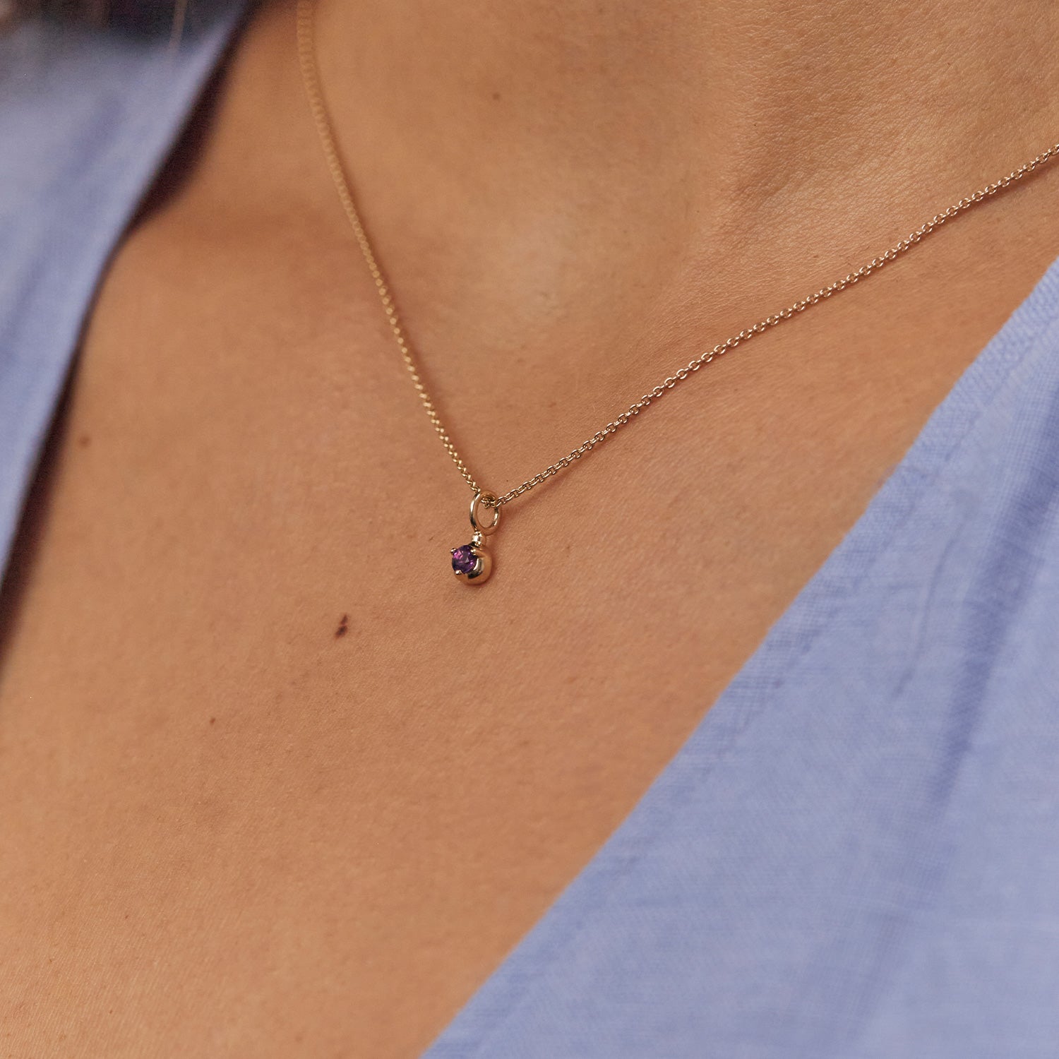 Stilnest Mini Birthstone Kette 585 Gold 45cm