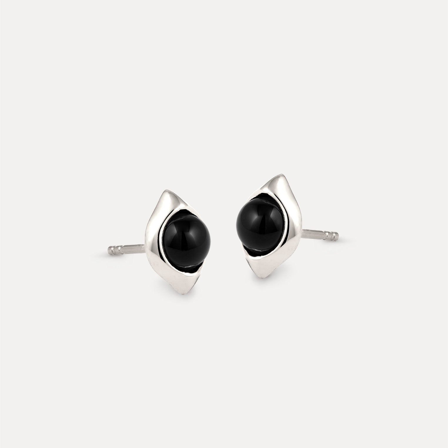 Stilnest Eden Pea Ohrstecker Onyx 24k Gold Vermeil Cabochon