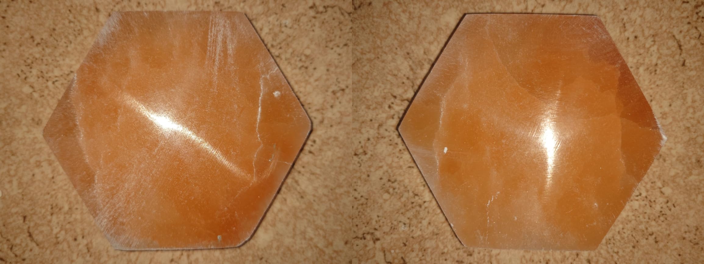 NKlaus Healing Crystals Selenit-Platte 9,5 cm Sechseck Pfirsich