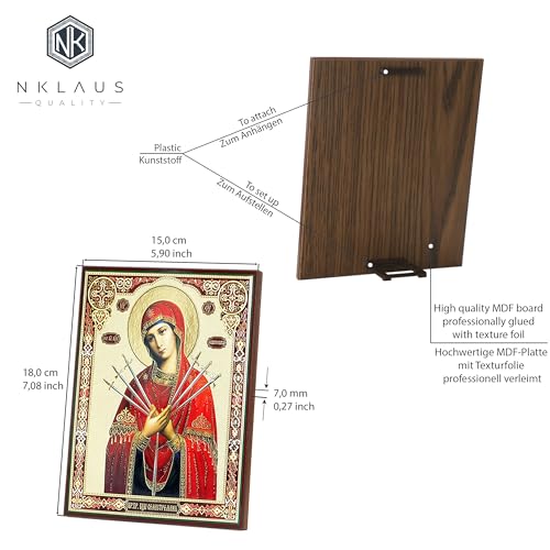 NKlaus Religious Icons Siebenpfeilige Ikone Holz 15x18cm