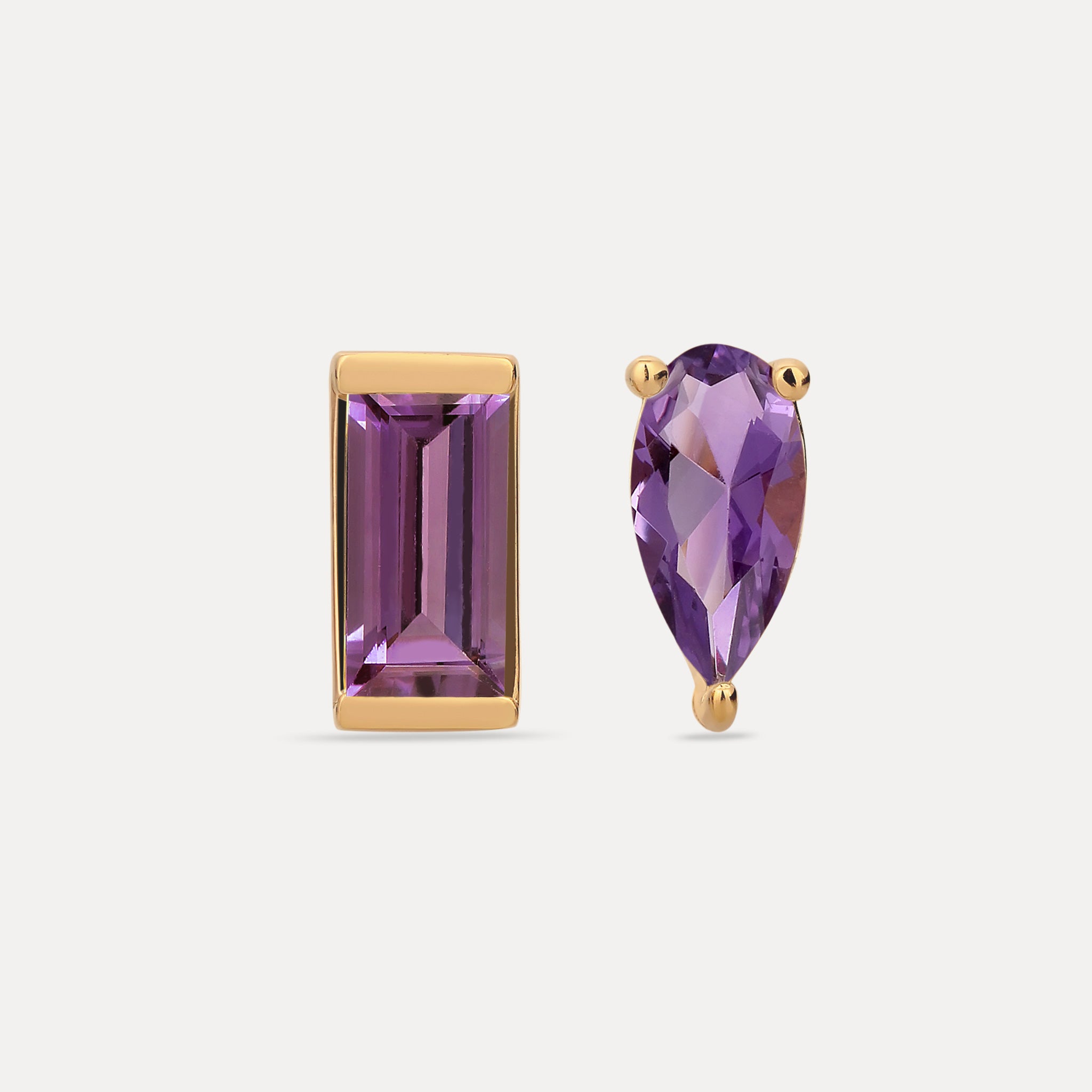 Stilnest Balance Amethyst Ohrstecker 24k Gold Vermeil Retro