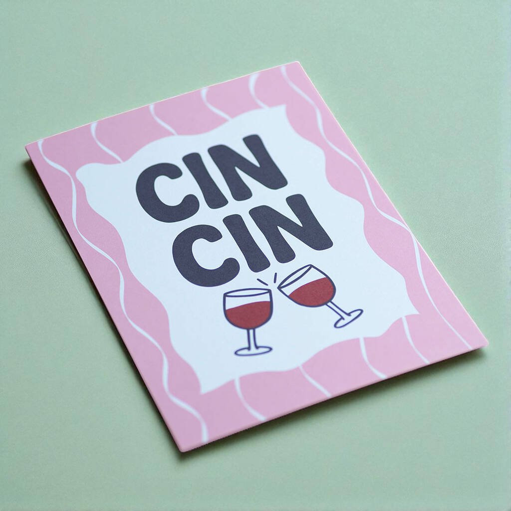 Joy by Corrine Smith Cin Cin Wine Cheers Pink Kunstdruck A5
