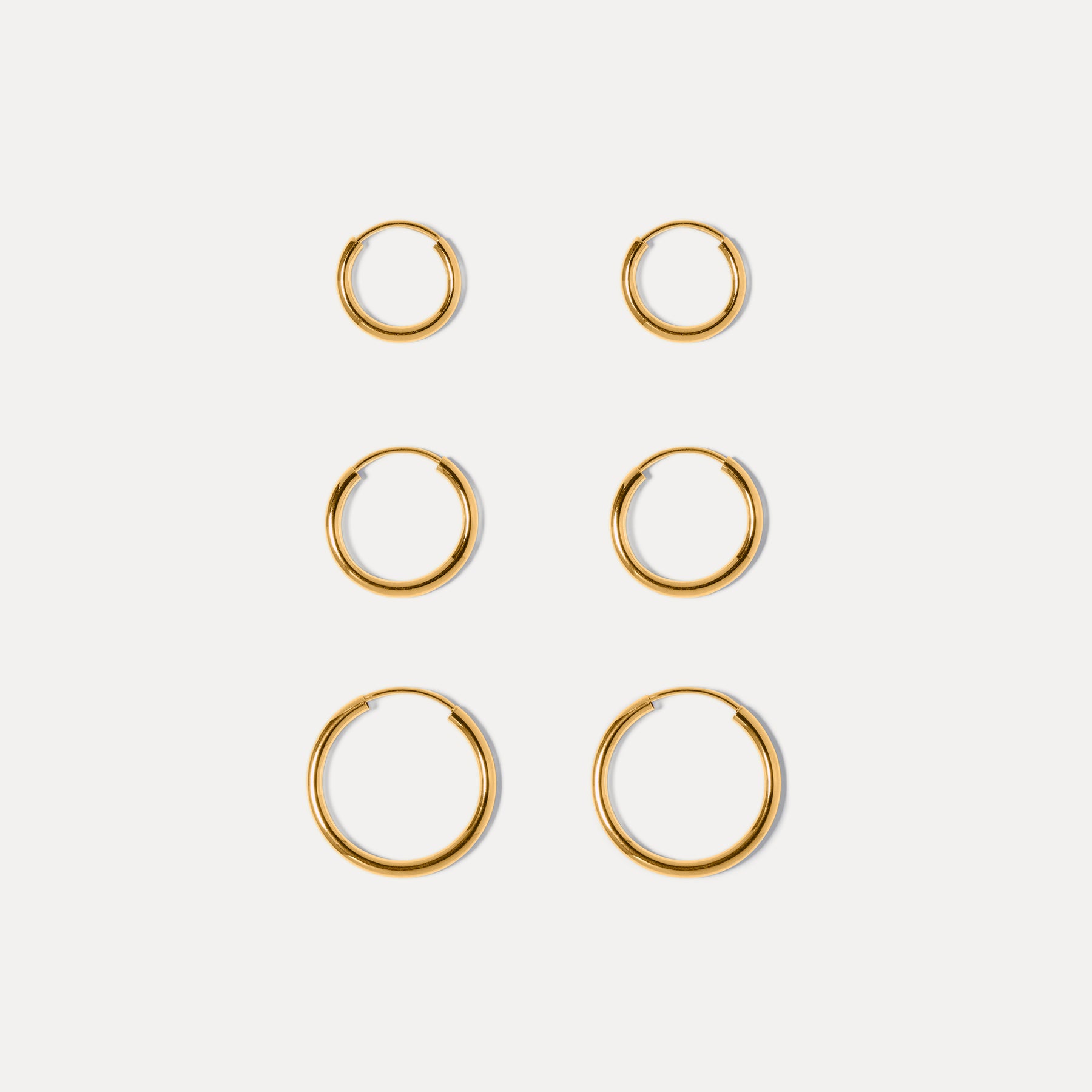 Stilnest Basic Trio Creolen Ohrringe Gold 3er