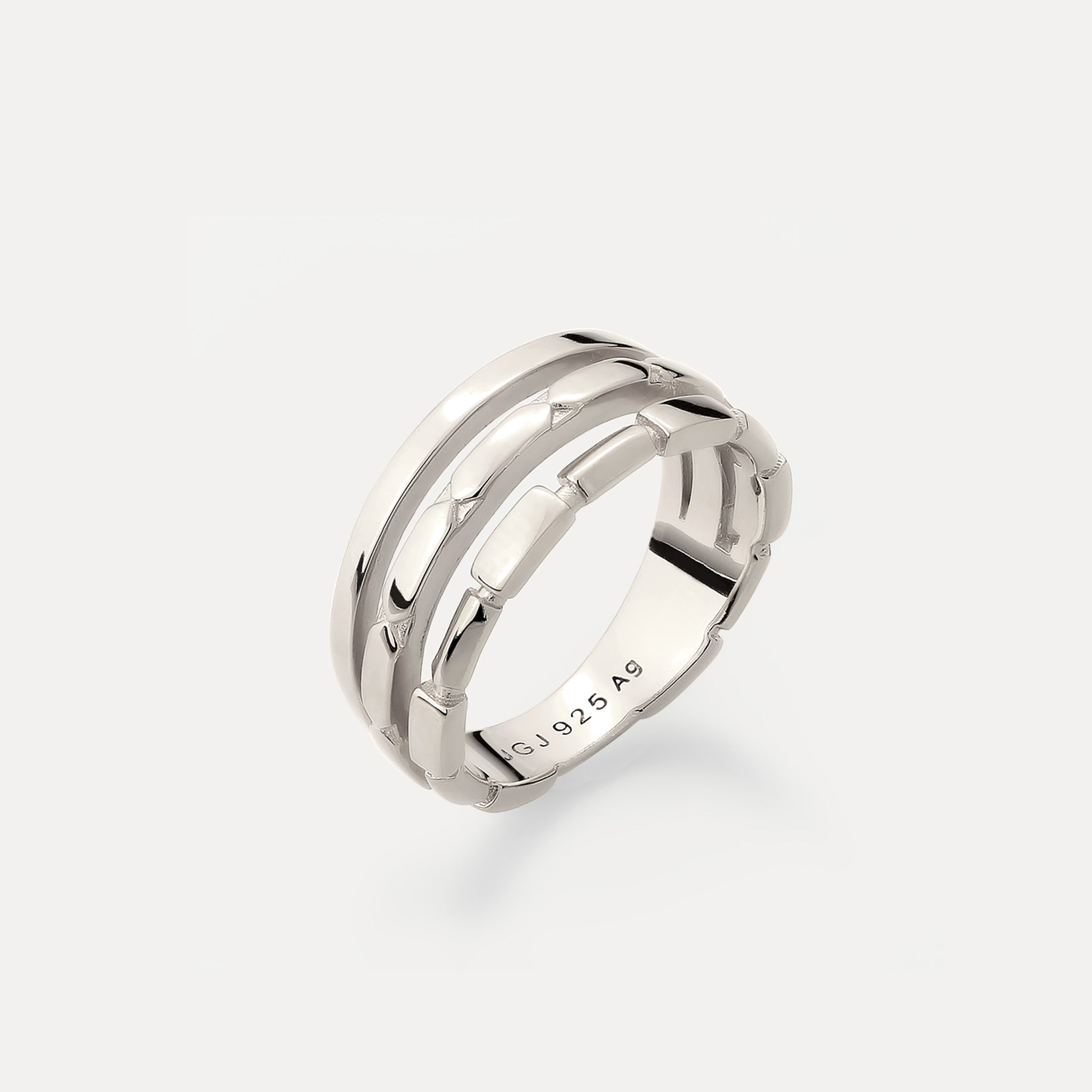 Stilnest Triple Offset Brick Ring 24K Vermeil Größe 52