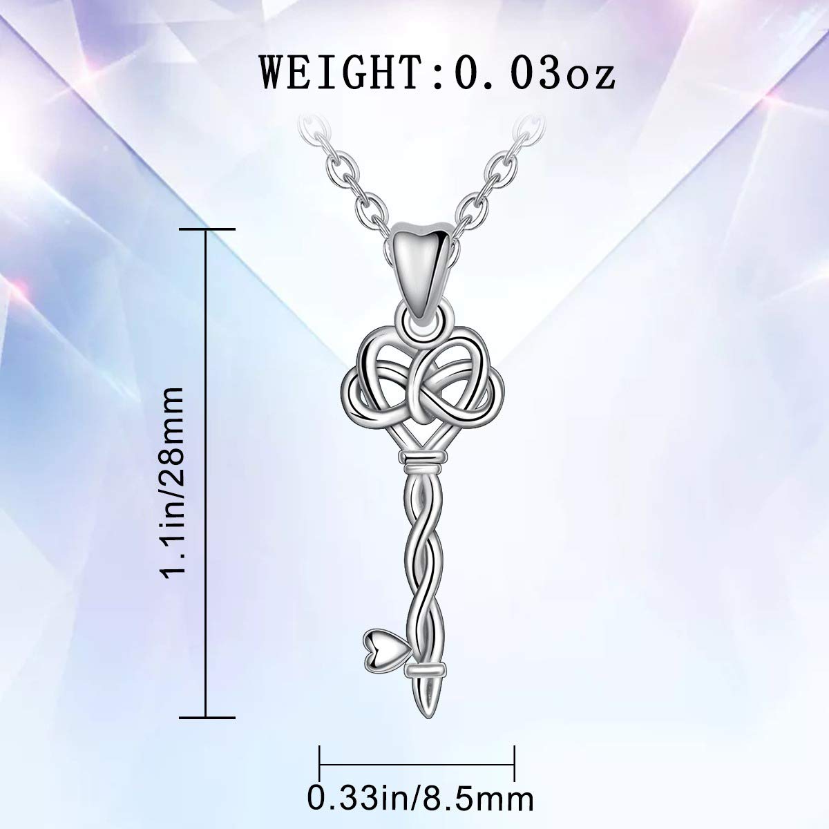 Eudora Herz Schlüssel Glück Silber Halskette 45,7 cm