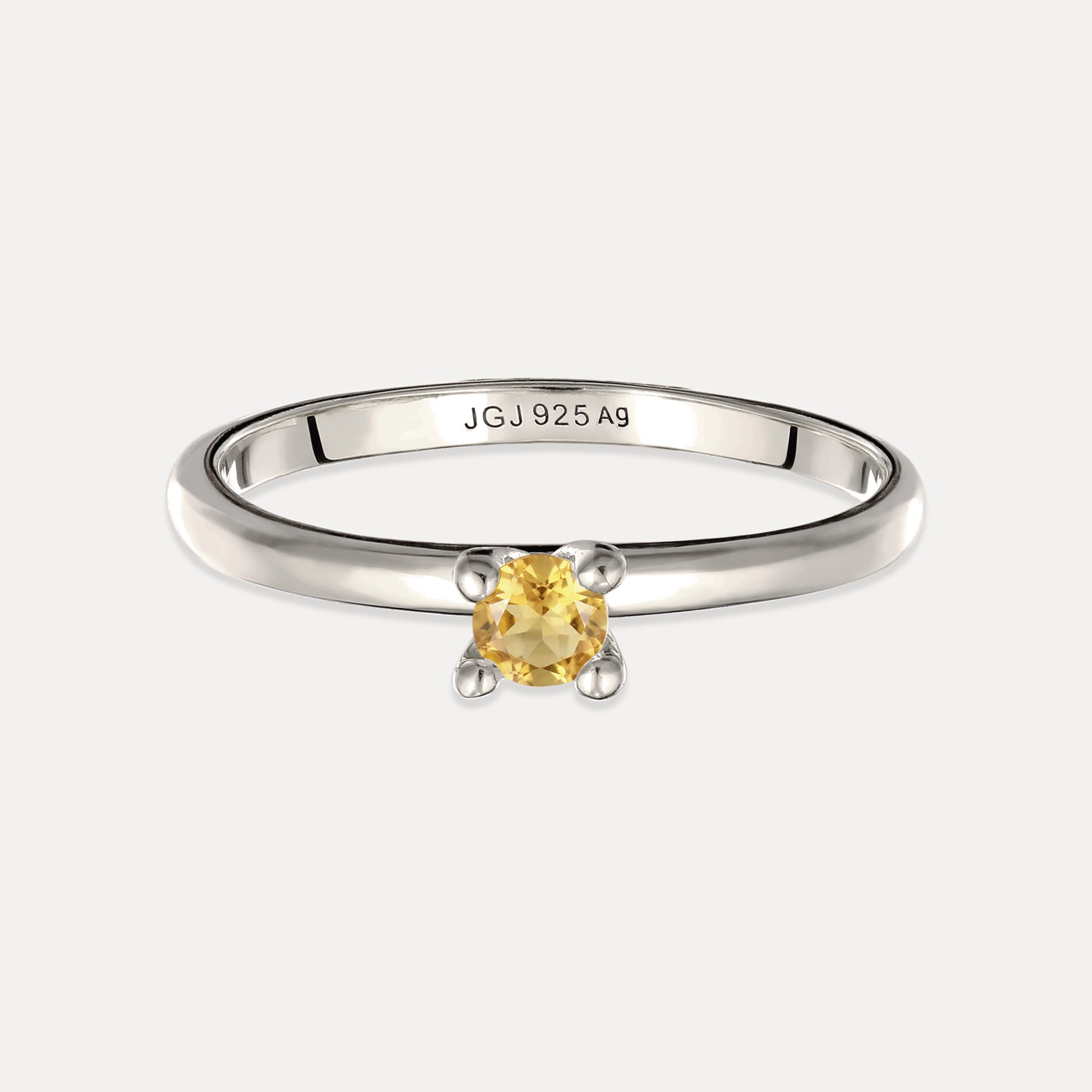 Stilnest Citrin Solitär Ring rund Gold Vermeil gelb