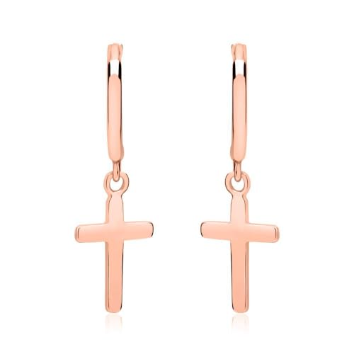 JEWLIX Kreuz Creolen Ohrringe 925 Silber rosévergoldet