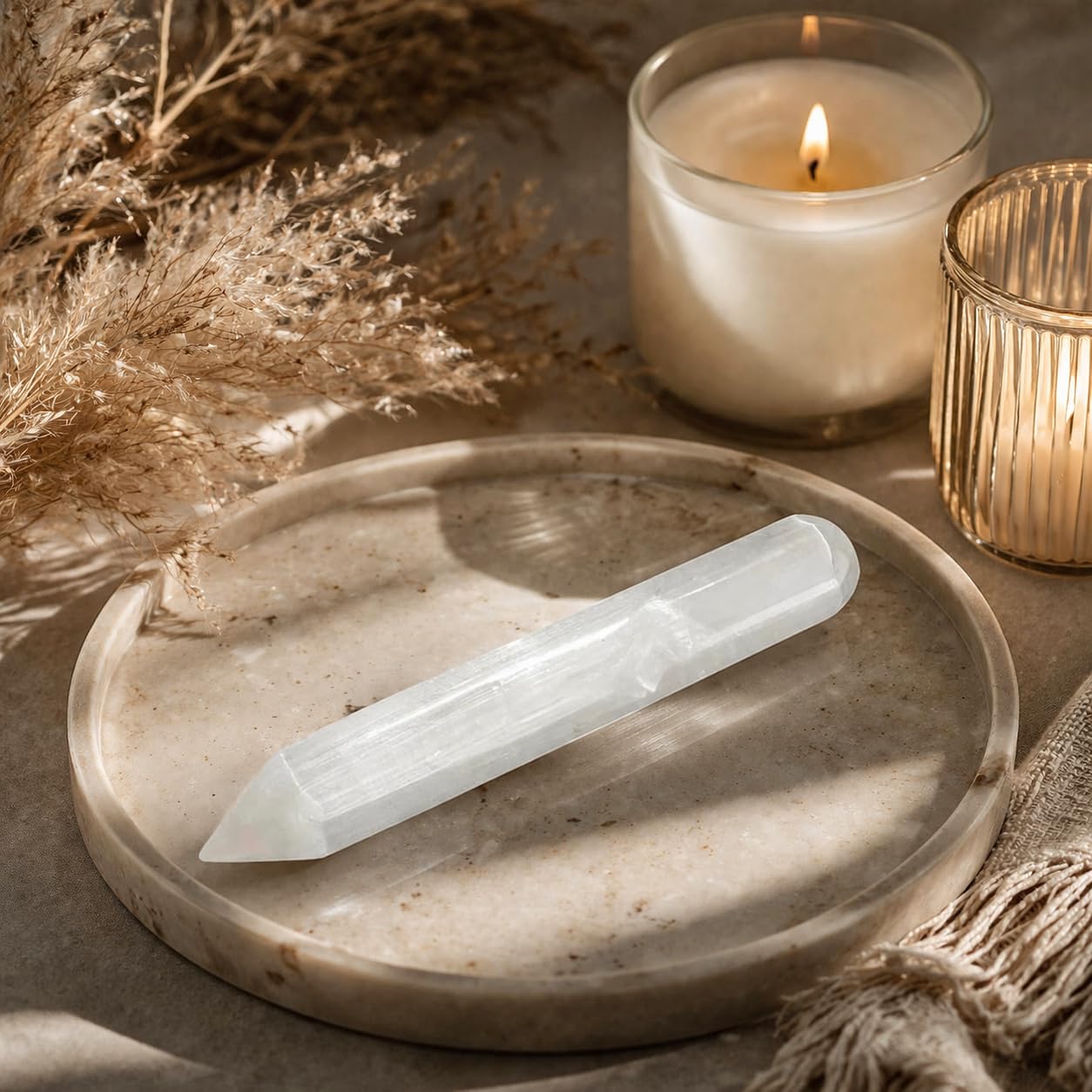 NKlaus Healing Crystals Selenit Massagestab Spitze 15,5cm