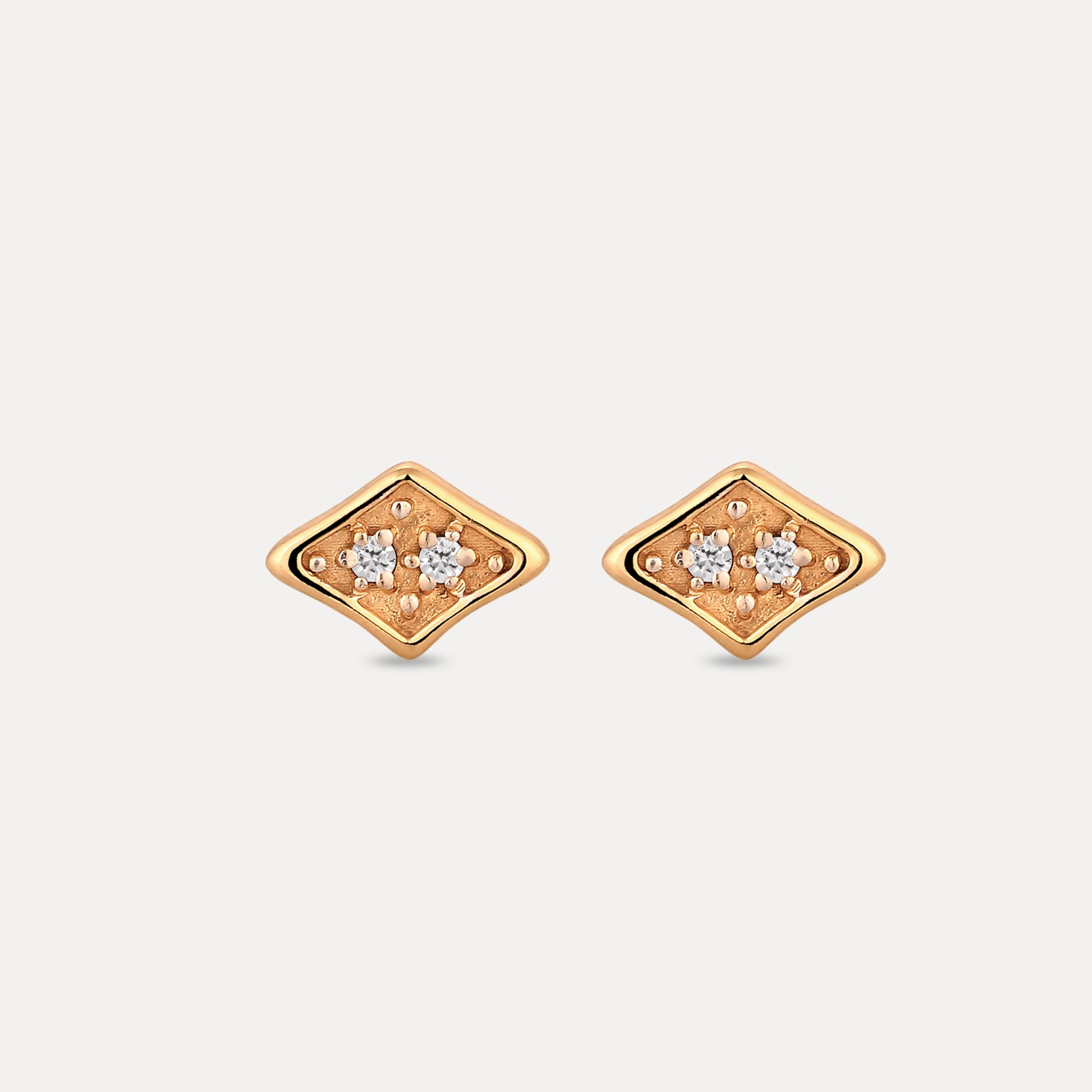 Stilnest Supernova Pavé Ohrstecker Weißer Saphir Gold