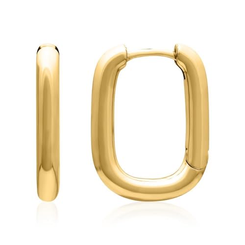 JEWLIX Ohrstecker Creolen Eckig 925 Silber Gold Klapp Paar