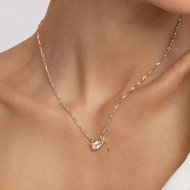 Stilnest Balance Drop Anhänger 585 Gold Rosenquarz Tropfen